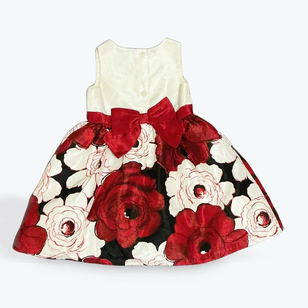 Gymboree Dressed Up Girls Dress‎ Red White Floral Bow Party 18-24 Months